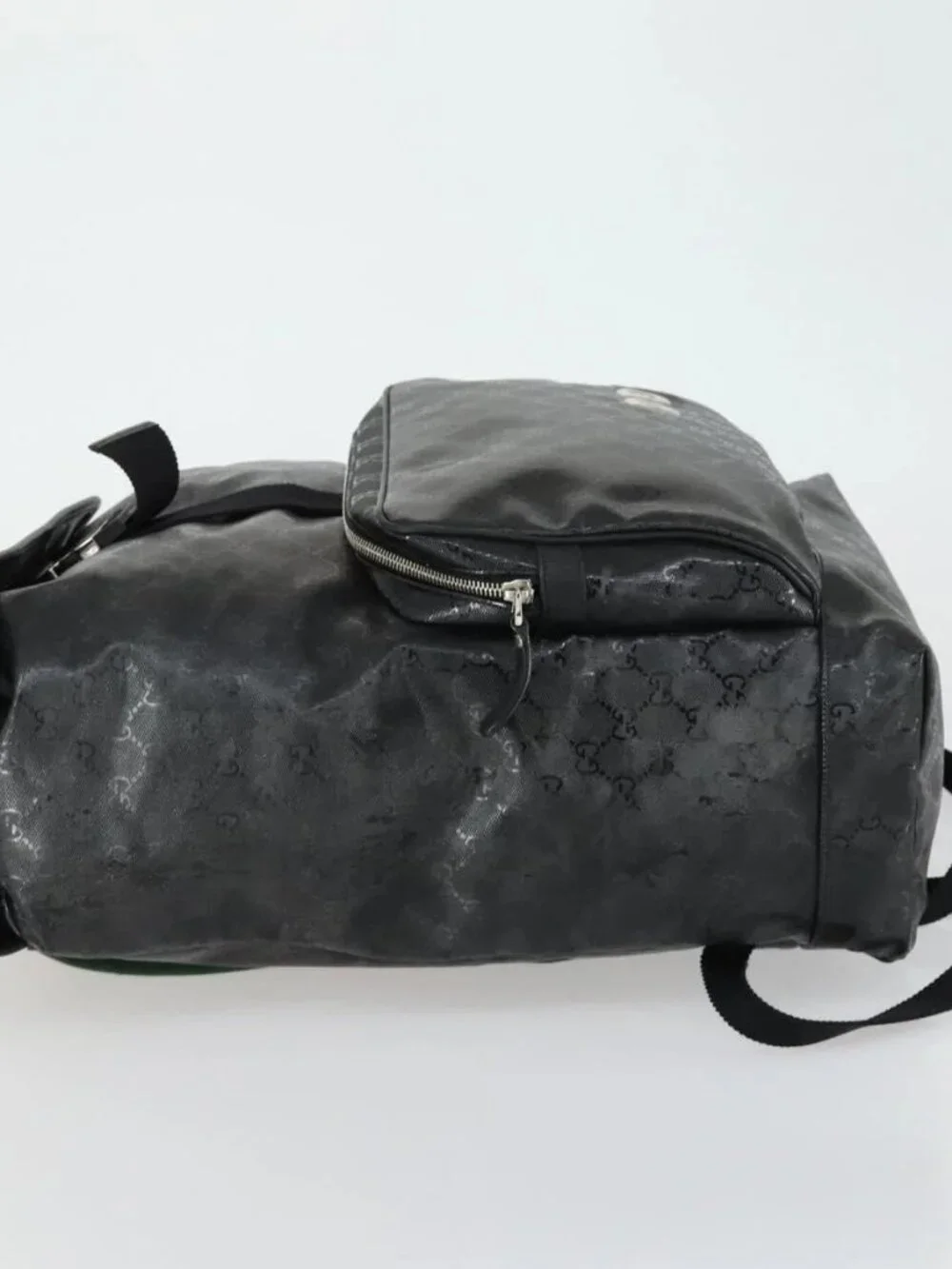 GUCCI GG Implementation Web Sherry Line Backpack Black Silver 347984 Auth ka1009